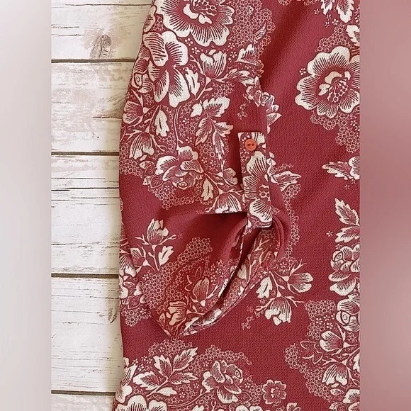 Pink Rose Floral 3/4 Sleeve Blouse - Picture 4 of 10